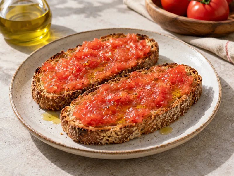 Imagen generada con IA de Tostadas con tomate y aceite