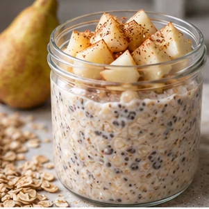 Imagen generada con IA de Avena nocturna con pera