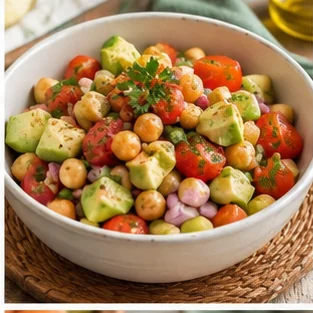 Imagen generada con IA de Ensalada templada de garbanzos y aguacate